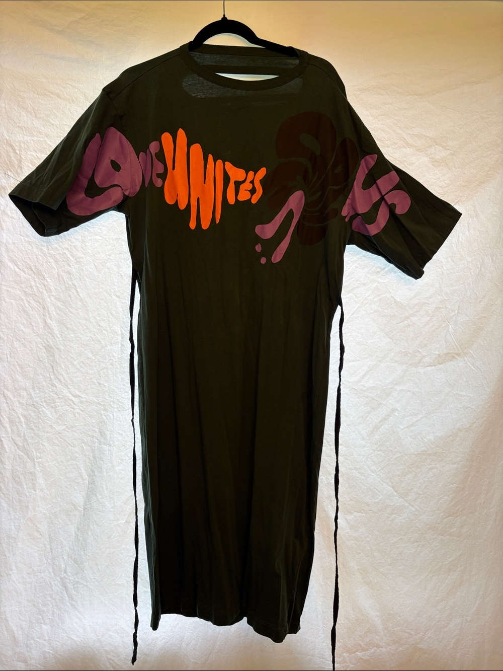 MARNI "Love Unites" Graffiti Graphic Jersey T-Shirt Dress - Dark Green